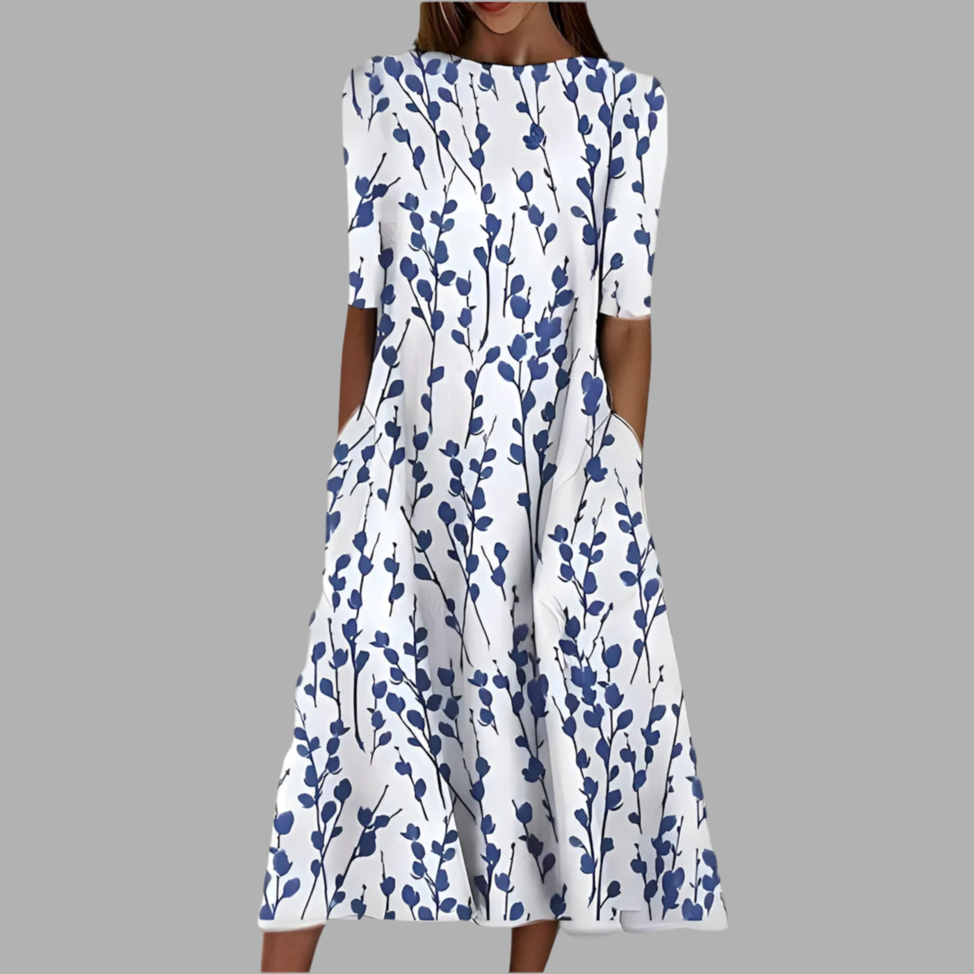 Eilov | A-Linje Kjole Med Kunstnerisk Bladtrykk