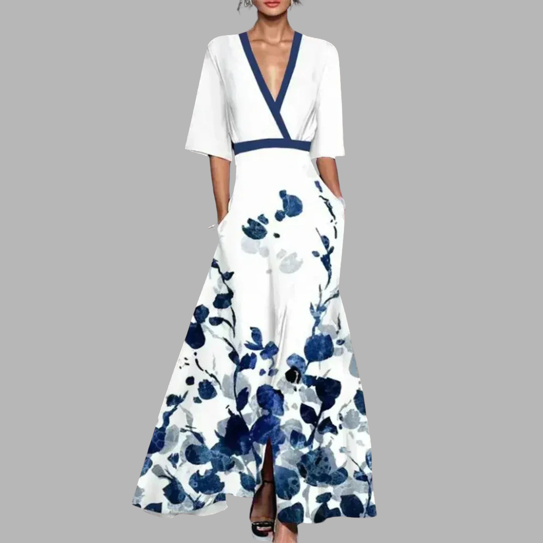 Emilija | Stilig blomster maxi kjole