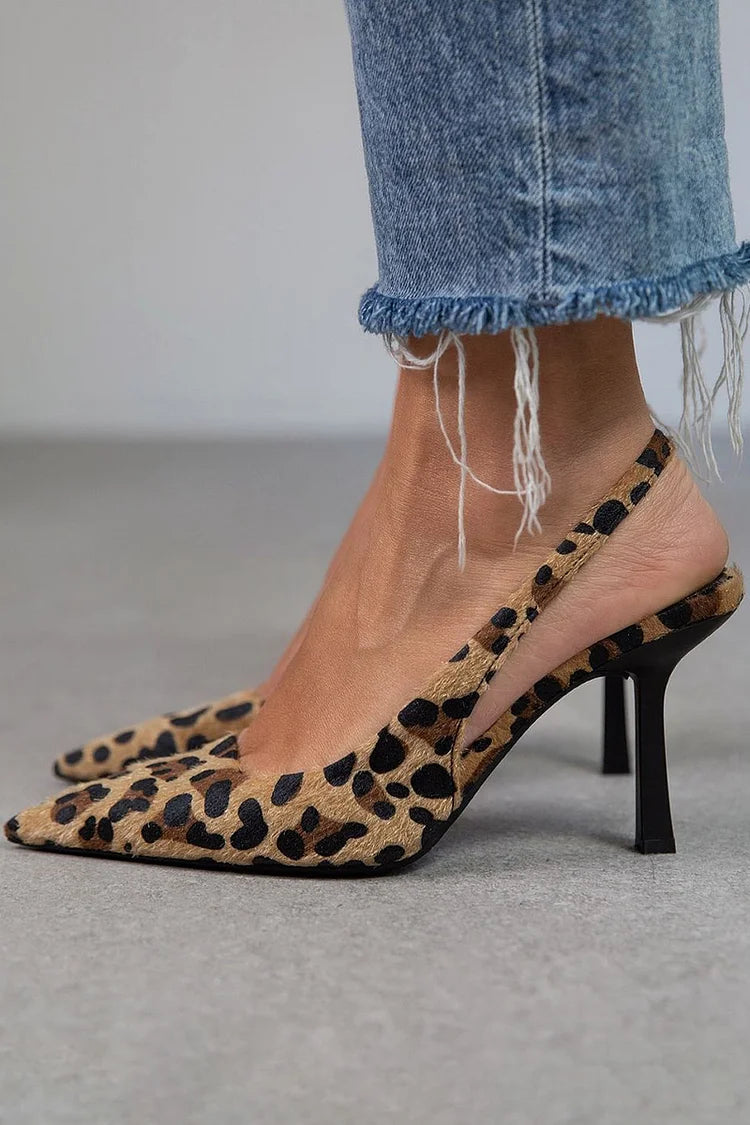 Hildelønn | Elegante slingback-hæler med leopardmønster