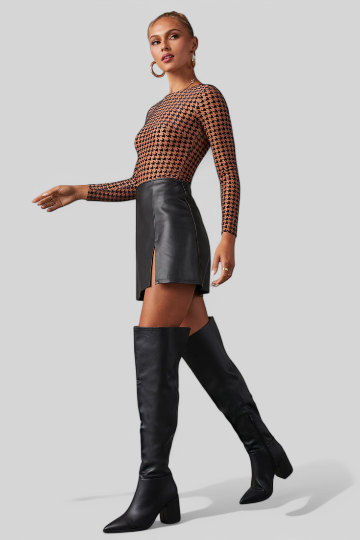 Bella | svarte overknee-støvletter med blokkhæl