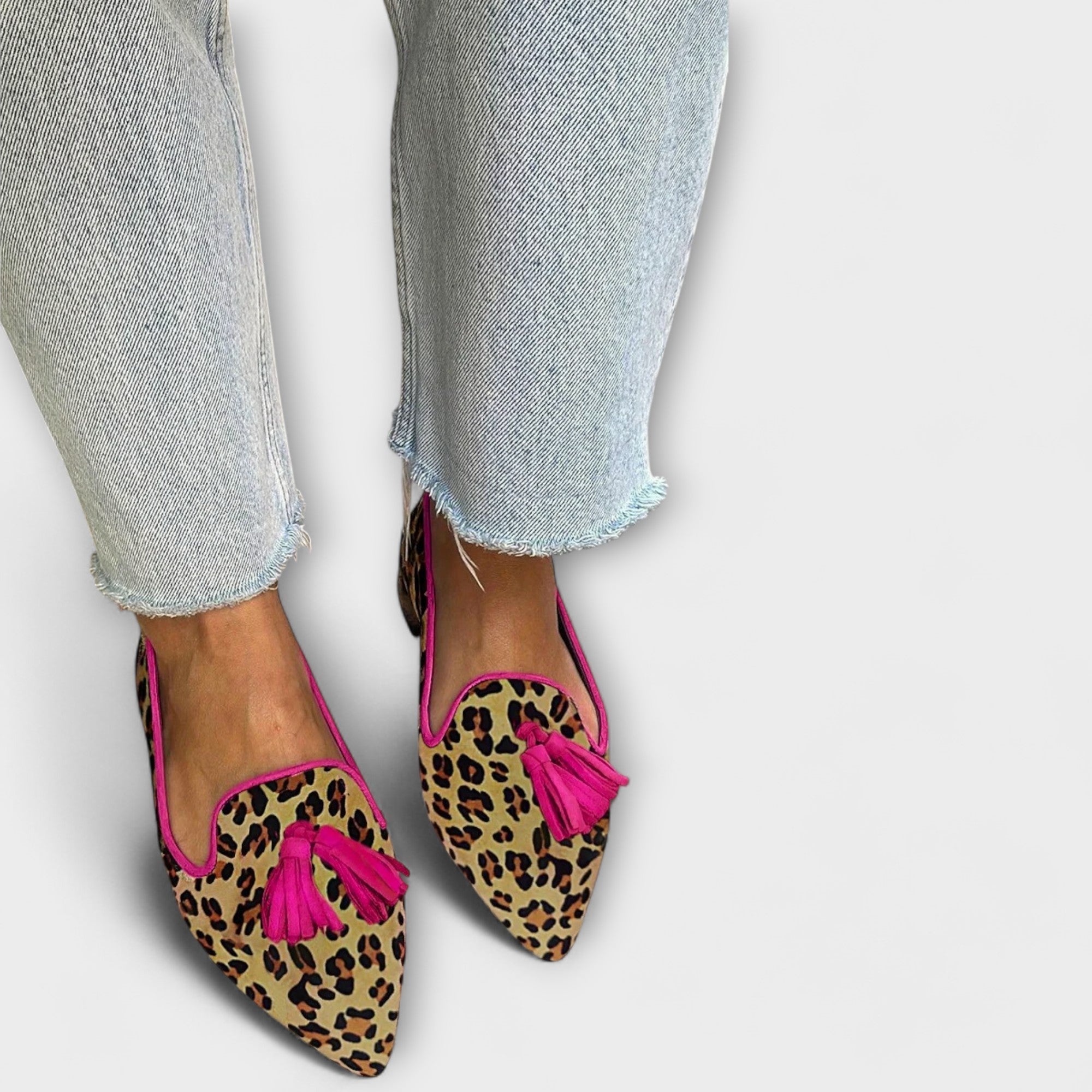 Bronte | Loafers med frynser og dyreprint
