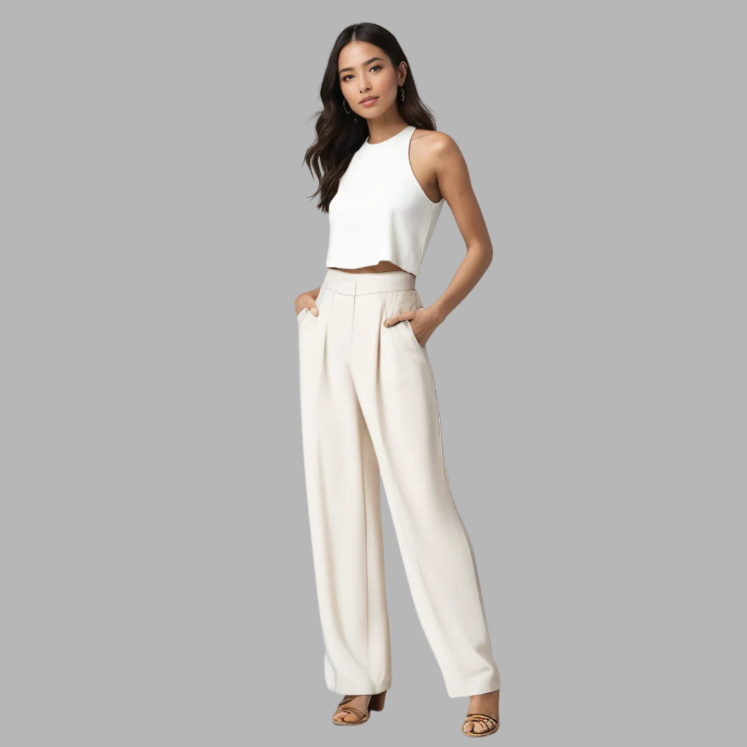 Ine | Elegant Ecru Vide Bukser