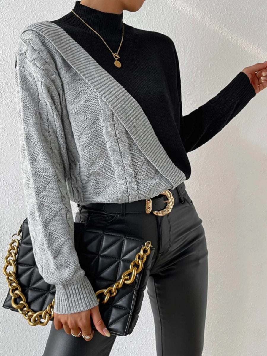 Kvinne Høy Krage Tvinnet Genser